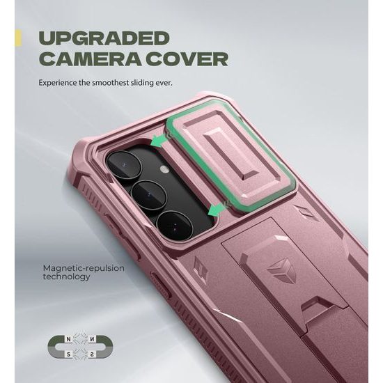 Dexnor 360 Kickstand Camprotector θήκη Samsung Galaxy S25 FE, ροζ