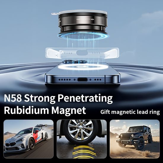 Μαγνητική βάση τηλεφώνου αυτοκινήτου 360° με βεντούζα και μαγνήτη ρουβιδίου, μαύρη, C46