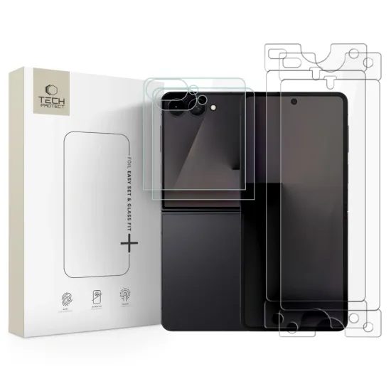 Tech-Protect Easy Set Foil & Glass Fit+, Set de protecție 4în1, Samsung Galaxy Z Flip 7 / 8