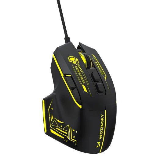 Wozinsky WMGK-1181W Kabelgebundene Optische Gaming Maus für Rechtshänder - 7200 DPI - 7 Tasten - Schwarz / Gelb