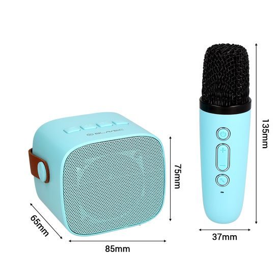Blavec WS-07 Přenosný karaoke set se 2 mikrofony, 5 W, modrý