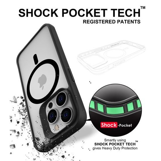 JP MagFit MagSafe θήκη με πιστοποίηση 3M SGS, iPhone 16 Pro, μαύρη