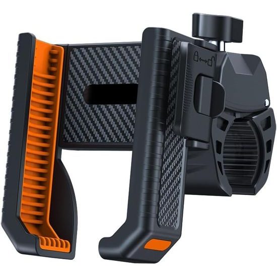 Καθολική μεταλλική βάση ασφαλείας τηλεφώνου για ποδήλατο / μοτοσικλέτα με γρήγορο κλείδωμα, μαύρο-πορτοκαλί