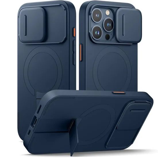Suritch MagSafe Kickstand Camprotector tok iPhone 15 Pro, kék