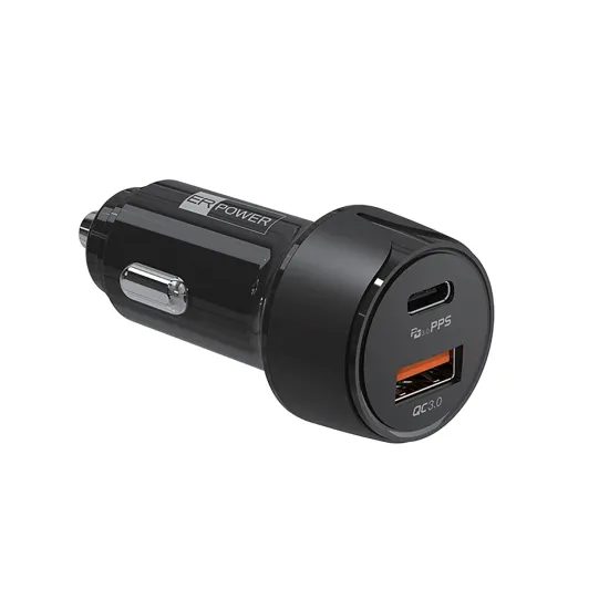 ER POWER Φορτιστής Αυτοκινήτου USB-C / USB-A, 30W PD / QC / PPS, μαύρος
