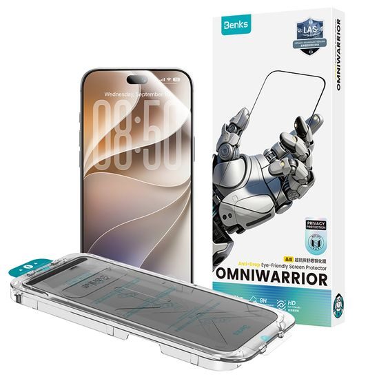 iPhone 18 Pro kaitseklaas – Benks Omni Warrior privaatsusklaas