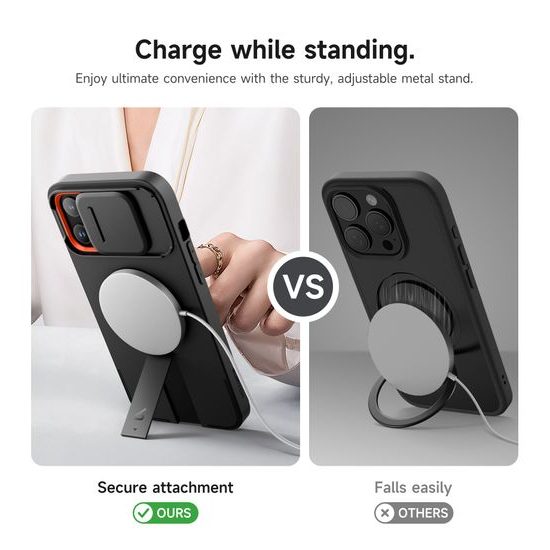 Θήκη Suritch MagSafe με Βάση Στήριξης και Προστασία Κάμερας για iPhone 12 Pro Max / 13 Pro Max, Μαύρο