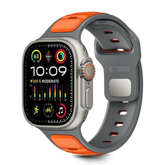 Tech-Protect IconBand Line Apple Watch 8 / 9 / 10 / 11 / SE / Ultra (44 / 45 / 46 / 49 mm), γκρι / πορτοκαλί
