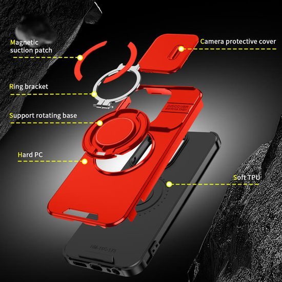 Θήκη Camslide Stand, Xiaomi Redmi 15C, κόκκινη