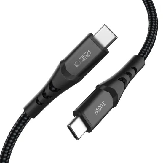 Tech-Protect UB11T UltraBoost USB-C Kabel - PD100W/QC3.0 - 1m Schnellladekabel mit Textilgeflecht - Schwarz