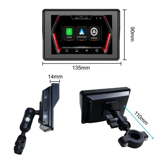Motociklistički 5" CarPlay zaslon s bežičnim Apple CarPlay i Android Auto