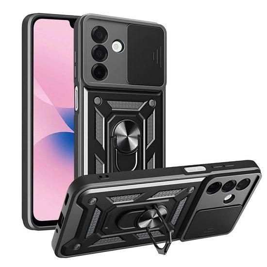 Techsuit CamShield Schutzhülle für Samsung Galaxy A27 5G - Mit Kameraabdeckung und 360° Ring - Schwarz