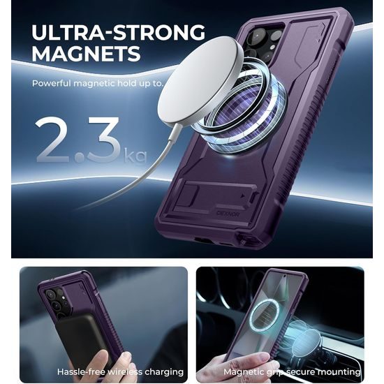 Dexnor MagSafe 360 Kickstand obal Samsung Galaxy S24 Ultra, fialový