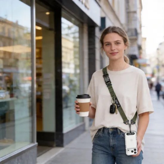 Tech-Protect C9S Crossbody Handykette - Verstellbares Trageband für Smartphone - Grün