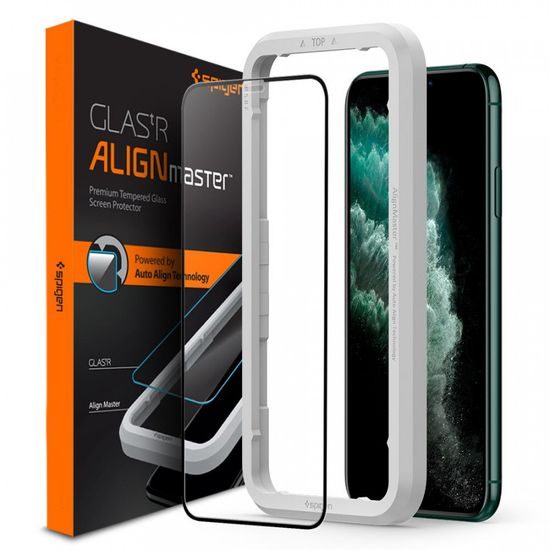 Spigen Full Cover Glass ALM FC Displayschutz, iPhone 11, schwarz