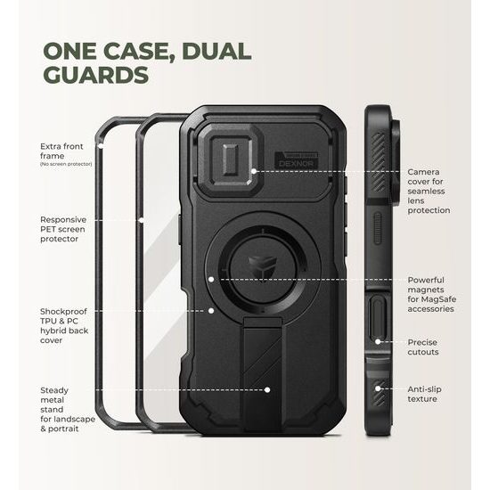 Dexnor MagSafe 360 Kickstand Camprotector husă iPhone 17 / 18, negru