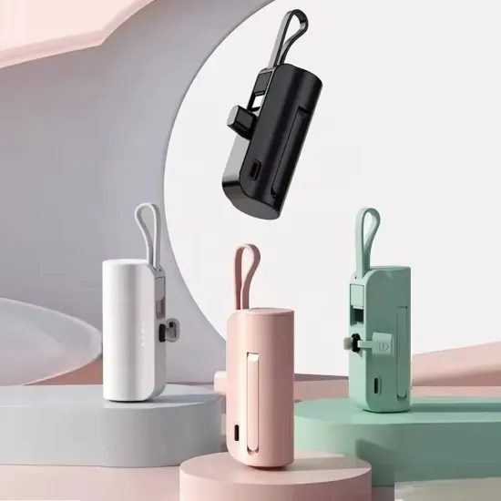 Powerbank PlugOn Lightning με καλώδιο USB-C, 5000 mAh, QC, μαύρο