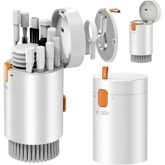 Tech-Protect CS01 Σετ Καθαρισμού 20σε1 για Τηλέφωνο, Ακουστικά, Tablet και Laptop, Λευκό