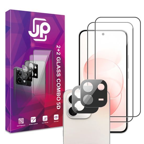 JP 5D Combo pack, Set 2 folii sticlă securizată 5D și 2 protecții cameră foto, Xiaomi Redmi Note 17 Pro Max 5G
