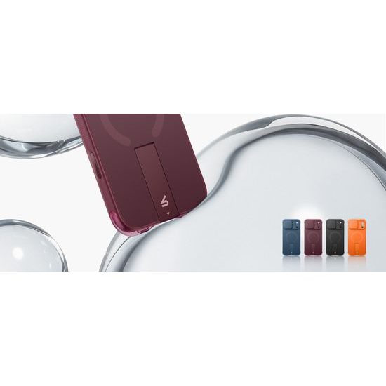 Husă Suritch AirBounce Bumper MagSafe Kickstand CamProtector, iPhone 17 Pro Max / 18 Pro Max, vișiniu