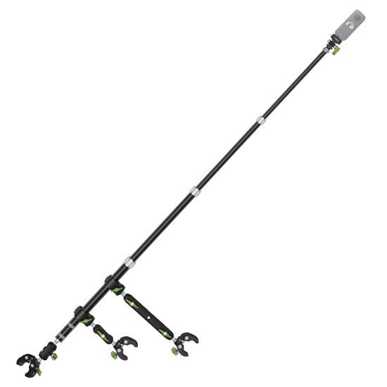 LanParte PMH-C3 supporto telescopico per fotocamere 360° e action cam per moto, 1,5 m, fissaggio a 3 punti, sistema a sgancio rapido