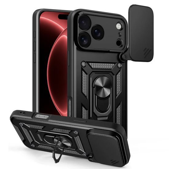 iPhone 17 Pro Max / 18 Pro Max vāciņš – Techsuit CamShield ar kameras aizsargu – melns