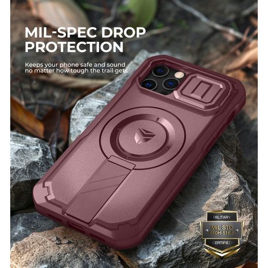 Dexnor MagSafe 360 Στήριγμα Προστατευτική Θήκη iPhone 12 / 12 Pro, μπορντό