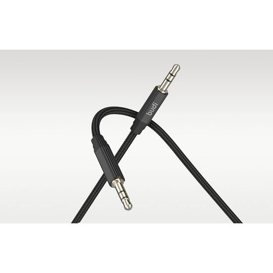 Cablu AUX Budi AUX Mini Jack 3,5 mm la Mini Jack 3,5 mm, 1 m, negru