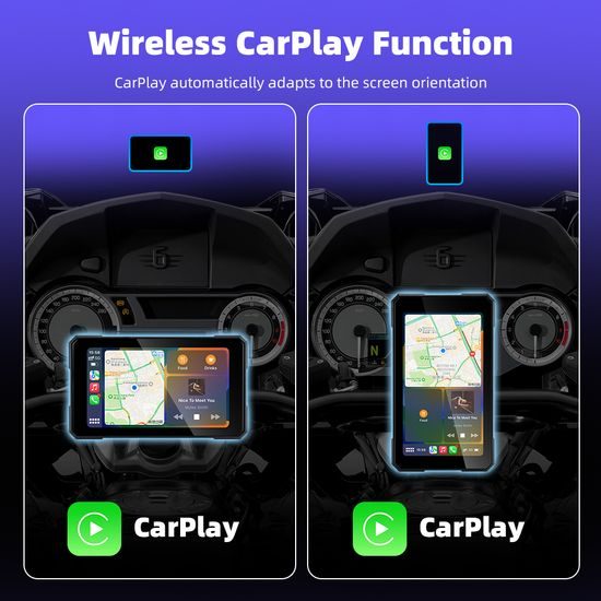 5" motocyklový displej s bezdrôtovým Apple CarPlay a Android Auto