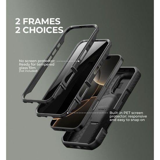 Dexnor Privacy MagSafe Kickstand Camprotector tok iPhone 16 Pro, fekete