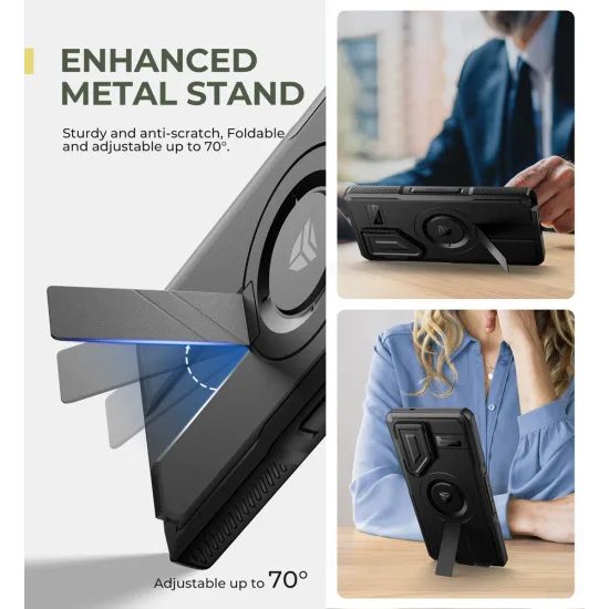 Dexnor MagSafe Schutzhülle für Samsung Galaxy S25 Ultra - 360° Kickstand mit Kameraschutz - Schwarz