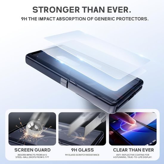 BiQiHR Schutzhülle + HD Schutzfolie für Samsung Galaxy Z Fold7 - 360° Schutz mit Panzerglas und Ständer - Schwarz