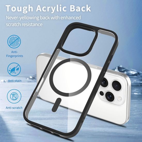 JP MagFit Clear MagSafe obal s N52 magnetem, iPhone 16 Pro, světle růžový