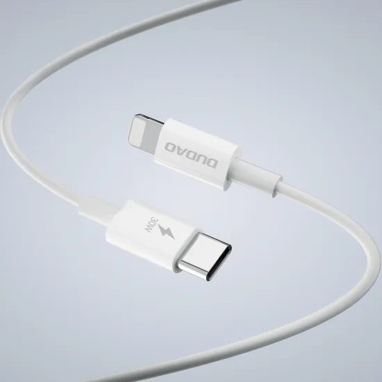 Dudao GaN Φορτιστής 30W USB / USB-C + Καλώδιο USB-C - Lightning, A30EU, Λευκό