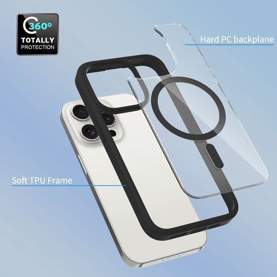 JP MagFit Clear MagSafe obal s N52 magnetem, iPhone 15 Pro, fialový