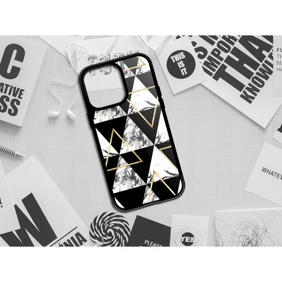 Momanio Hülle für Samsung Galaxy S21 FE - Schutzhülle mit einzigartiger Textur - Marble Triangle