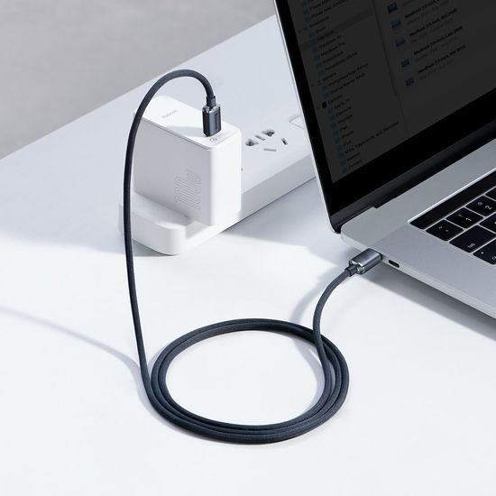 Baseus Crystal Shine sorozatú gyorstöltő kábel, USB-C USB-C-re, 100W, 1,2m, fekete (CAJY000601)