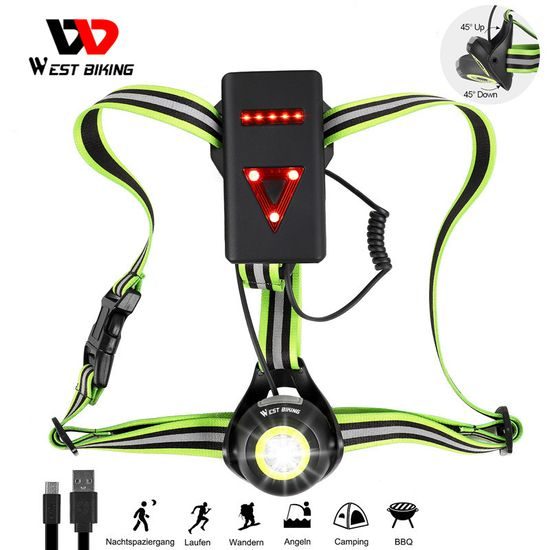 West Biking Tragbare LED Fahrradlampe und Lauflampe - USB Aufladbar - 500 Lumen