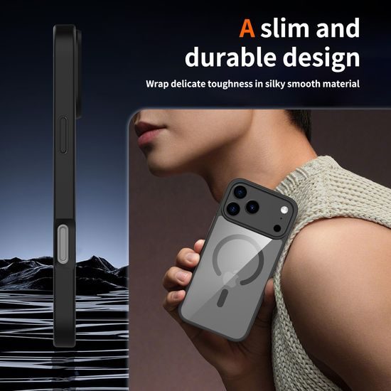 JP MagFit Clear MagSafe θήκη με μαγνήτη N52, iPhone 17 Pro Max, μαύρη