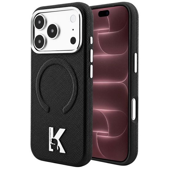 Karl Lagerfeld Grained Leather Embossed Ring MagSafe ümbris iPhone 17 Pro Max / 18 Pro Max – must