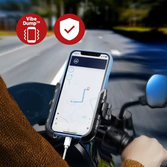 Kewig 360° Motociklistični držalo za telefon z polnjenjem 36 W, USB-C, črn