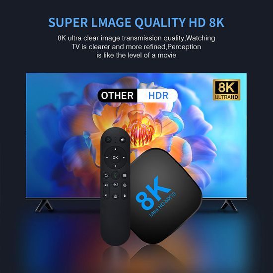 MX10 8K Smart TV Box z Android 14 (4 GB RAM / 32 GB)