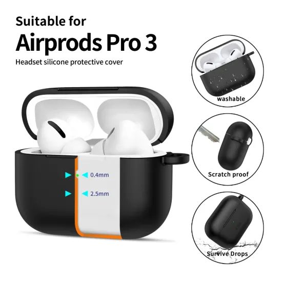 Tech-Protect Σιλικονική θήκη, Apple AirPods Pro 3, μαύρη