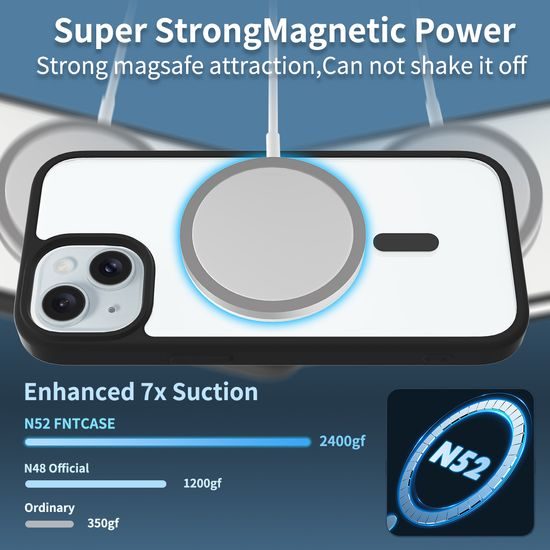 JP MagFit Clear MagSafe obal s N52 magnetom, iPhone 15, svetlo ružový