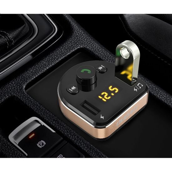 Dudao Transmițător FM încărcător auto Bluetooth, MP3, 3.1 A, 2x USB, negru (R2Pro negru)
