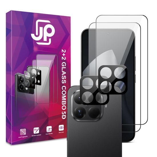 JP 5D Combo pack, Σετ 2 5D σκληρυμένων γυαλιών και 2 γυαλάκια για κάμερα, Xiaomi 15T Pro