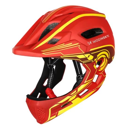 Casco da ciclismo per bambini Wozinsky con luce posteriore USB S, rosso