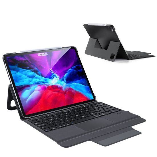 Dux Ducis Bluetooth tok touchpaddal és billentyűzettel, iPad Pro 12.9" 2018 / 2020 / 2021, fekete