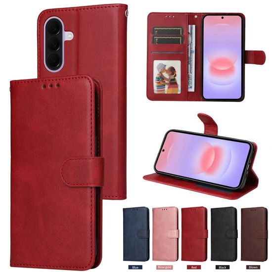 Magnet Schutzhülle für Samsung Galaxy A27 - Elegantes Leder Case mit Magnetverschluss - Rot