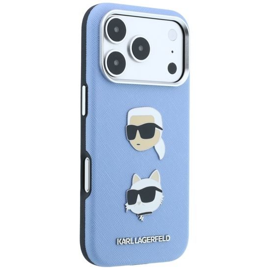 Karl Lagerfeld Saffiano with K&C Heads Pins and Logo ümbris iPhone 17 Pro / 18 Pro – sinine